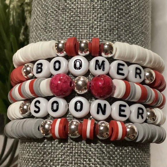 Silver Plated OU Sooners Custom Bracelet Stack - Picture 7 of 7